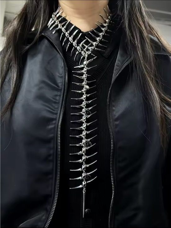 Anthropologie Jewelry - Silver Spine-Back Gothic Statement Necklace